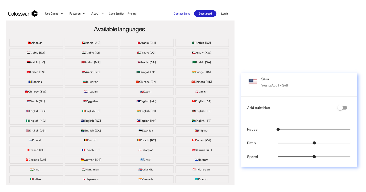 Aperçu des langues et des voix de Colossyan